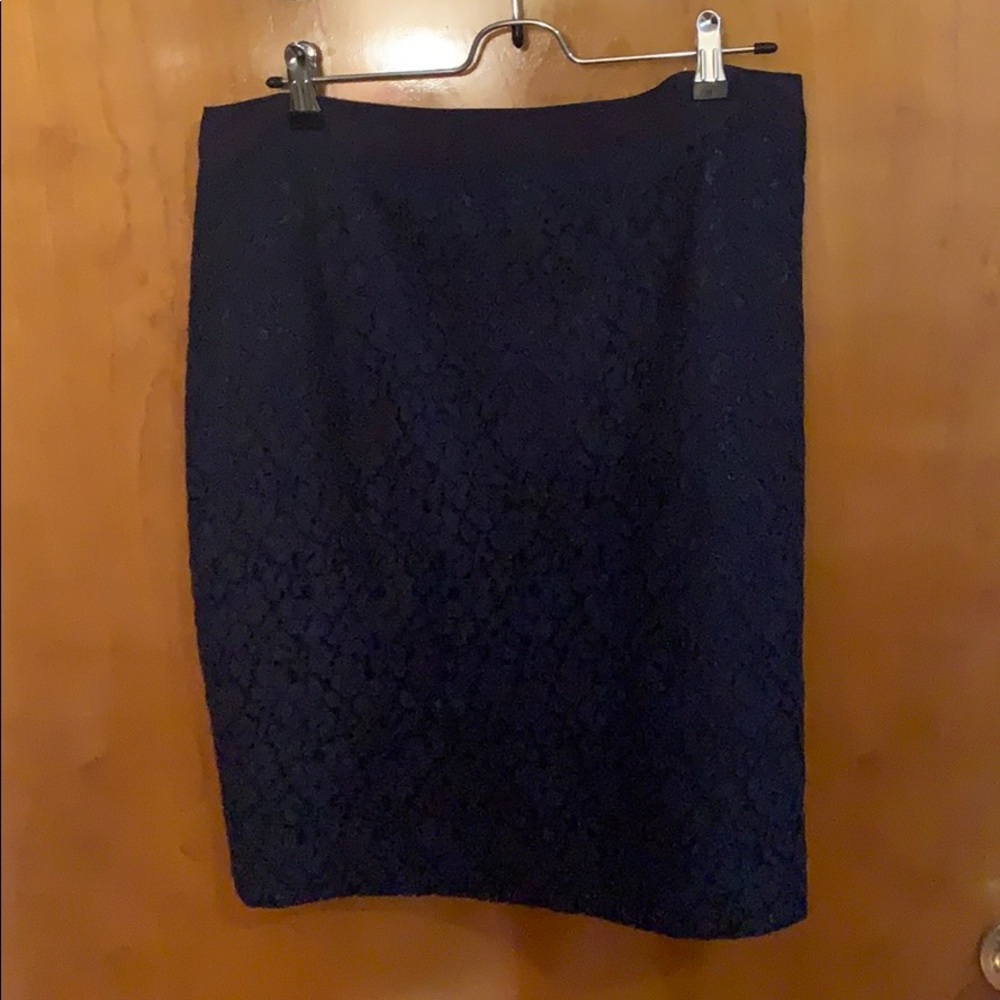 Navy lace pencil skirt